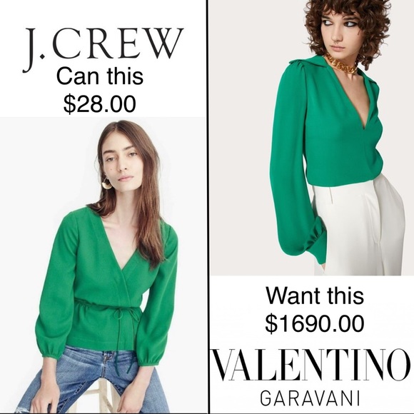 J.CREW Drapey Crepe Faux-Wrap Top Luminary Green Size 00 - Picture 11 of 12